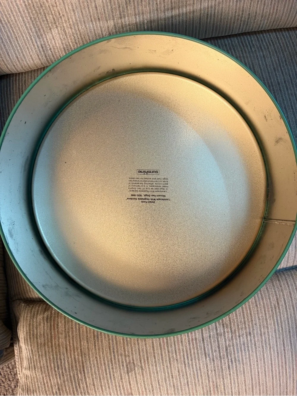 VTG Van Gogh Round Tin Tray with a different scene on each side. RARE